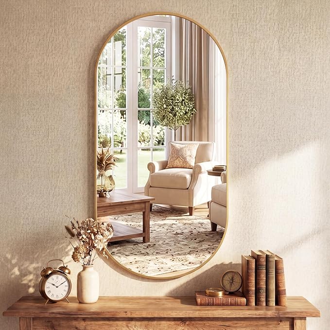 DUMOS 24" x 48" Oval Bathroom Mirror, Tempered Glass, Morden Vanity Mirror by DumosLifestyle