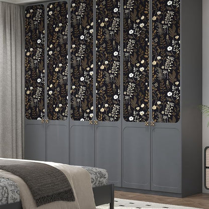 Dark Taupe Floral Peel and Stick Wallpaper, 17.5In x 197In Vintage Black Golden - Image 7