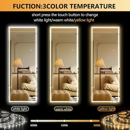 Hasipu Full Length Mirror with Lights, Full Body Dressing Hanging Mounted Mirror - Image 3