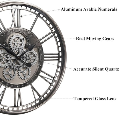 CLXEAST 28 Inch Original Real Moving Gear Wall Clock Roman Numerals, Oversized - Image 3