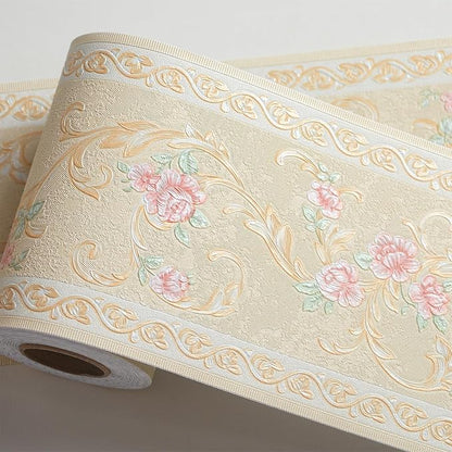 AbaBoorty Yellow Floral Wallpaper Border Decor 196"X4.1" Peel and Stick Wall by AbaBoorty