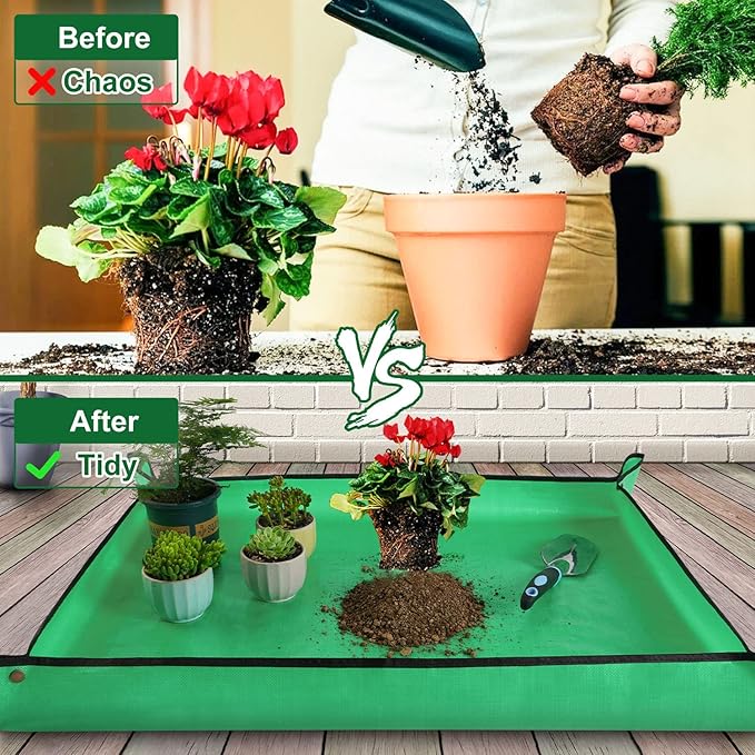 Large Repotting Mat for Plant Transplanting and Mess Control 39.5"x 31.5" Thickened Waterproof Potting Tray Succulent Potting Mat Portable Gardening Mat Plant Gifts for Women Men