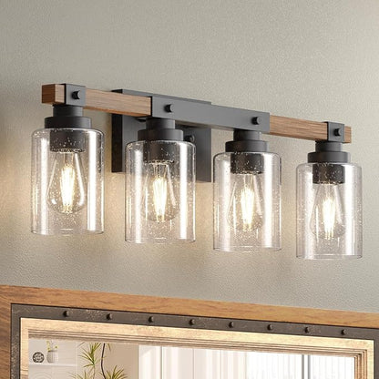 Amico Farmhouse Bathroom Vanity Light Fixtures, Rustic 4-Light Industrial by Amico