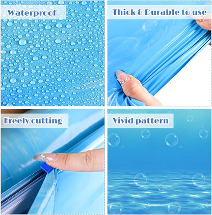 Kochorie 54 Inch x 200 Ft Ocean Waves Plastic Tablecloth Roll in Slide Cutter - Image 3