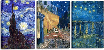 Wieco Art Large 3 Panels Canvas Prints of Vincent Van Gogh Paintings by WiecoArt