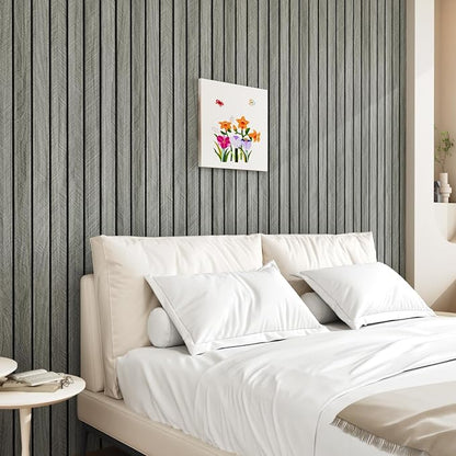 Grey Wood Wall Slat Panels Peel and Stick 3D Fluted Wood Panels - Image 7