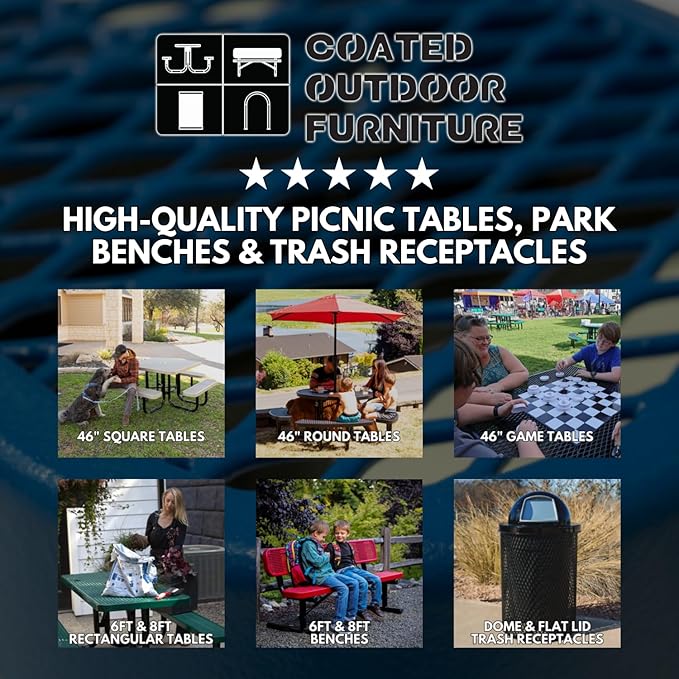Coated Outdoor Furniture Heavy-Duty Portable Outdoor Kids Table, Expanded Metal Kids Picnic Table, Commercial-Grade Picnic Table, Made in America (6ft Rectangular, Childrens, Textured Purple)