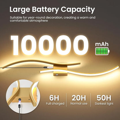 Battery Operated Wall Sconces Set of Two, 10000mAh Rechargeable Modern Wall - Image 2