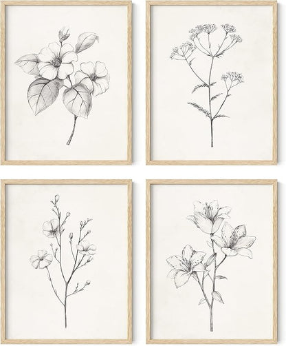HAUS AND HUES Grey Floral Wall Art by HausandHuesArtPrints