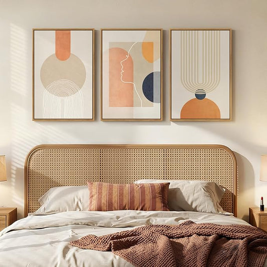 3 Piece Framed Abstract Boho Canvas Wall Art by MXART