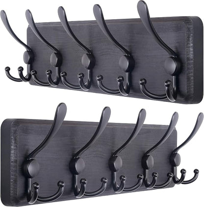 SKOLOO Rustic Wall Mounted Coat Rack: 16" Stud Spacing, Pine Real Wood Plank by SKOLOO