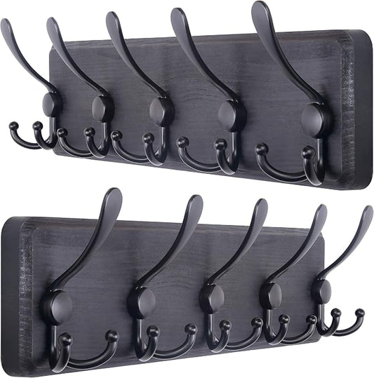 SKOLOO Rustic Wall Mounted Coat Rack: 16" Stud Spacing, Pine Real Wood Plank by SKOLOO
