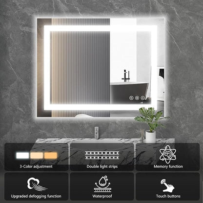 Sweetcrispy 24"x32" Smart Anti-Fog LED Bathroom Mirror - Image 4