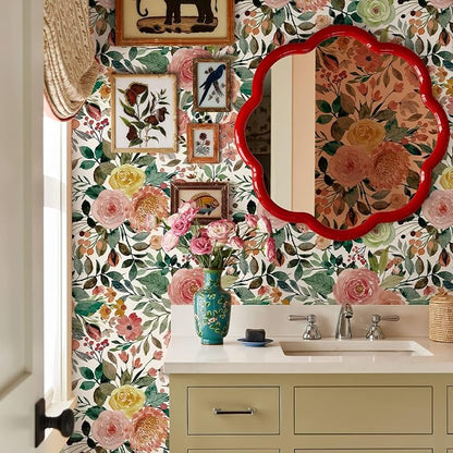 JiffDiff Floral Wallpaper Peel and Stick Removable Contact Paper Peony Roses - Image 3