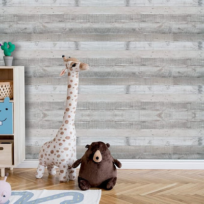 Wenmer Grey Wood Peel and Stick Shiplap Wallpaper - Image 2