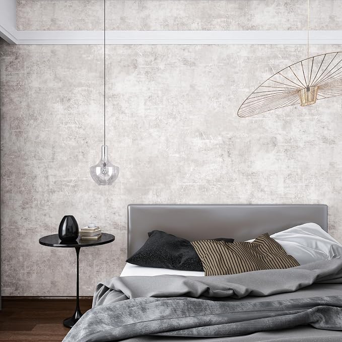 VEELIKE Neutral Concrete Wallpaper Peel and Stick Boho Concrete Contact Paper - Image 3