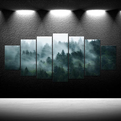 iKNOW FOTO XLarge 7 Panel Canvas Print Wall Art Misty and Fog Over Dark - Image 7
