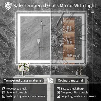 Koonmi 40"x30" LED Mirror for Bathroom, 90CRI Anti-Fog Vanity Mirror - Image 4