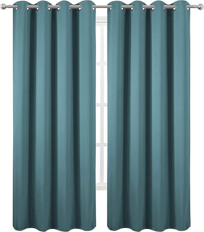 LEMOMO Blackout Curtains 66 x 95 inch/Sea Teal Curtains Set of 2 Panels/Thermal - Image 2
