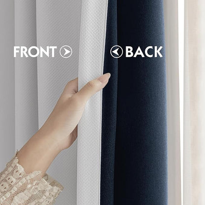 FMFUNCTEX 100% White Blackout Patio Sliding Glass Door Curtains 84 inch Length - Image 7