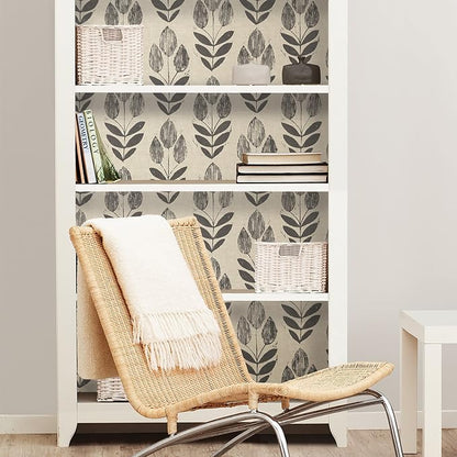 NuWallpaper Folk Tulip Peel and Stick Wallpaper, Textured Removable Wallpaper - Image 3