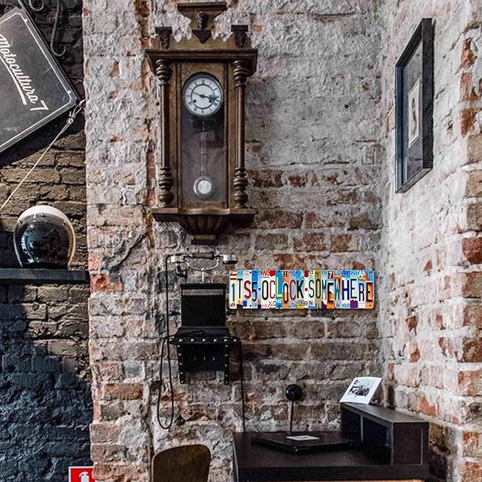 Bar Signs For Home Bar Decor Its 5 O'Clock Somewhere Sign Funny Metal Tin Sign Outdoor Bar Accessories Vintage Surfboard Decor Street Signs For Bedroom Bar Wall Decor Garage Decor It'S Five O'Clock