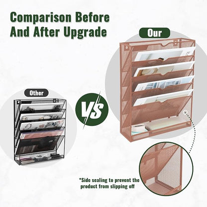 EASEPRES 6 Tier Mesh Hanging Wall File Organizer, Desk Vertical Mail Paper - Image 3