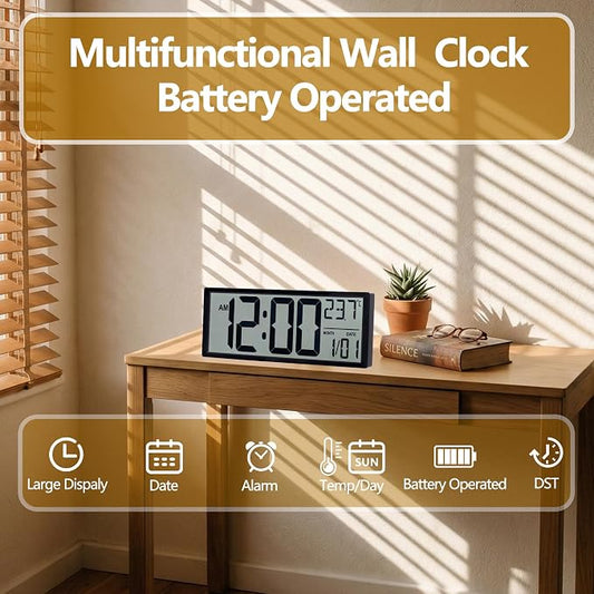 Maxstar Large Digital Wall Clock, Desktop/Wall Mounted - Image 2