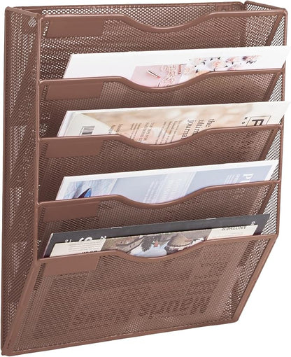 EASEPRES 5 Pocket Mesh Hanging Wall File Organizer, Wall Mounted Mail Paper by EASEPRES