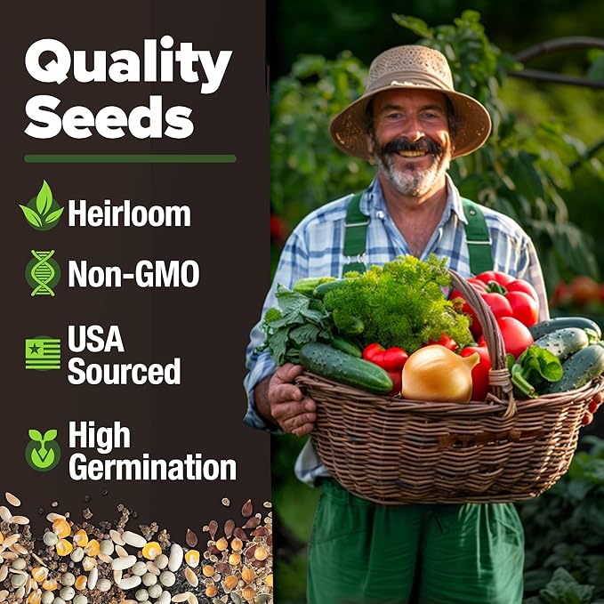 HOME GROWN 6000 Vegetable Seeds for Planting: 12 Spring Varieties of Garden Vegetables in Seed Packets, Garden Seeds for Garden Plants or Hydroponic Seeds - Heirloom Seeds - Non GMO