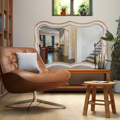 35x24 Inch Wavy Wooden Frame Mirror - Image 8