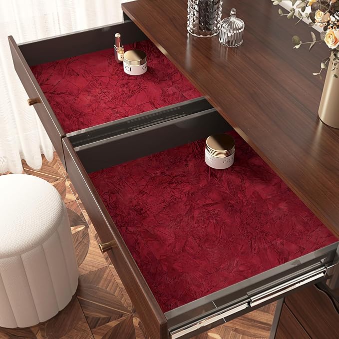 Wallercity Textured Red Velvet Wallpaper Self Adhesive Felt Drawer Liner - Image 3