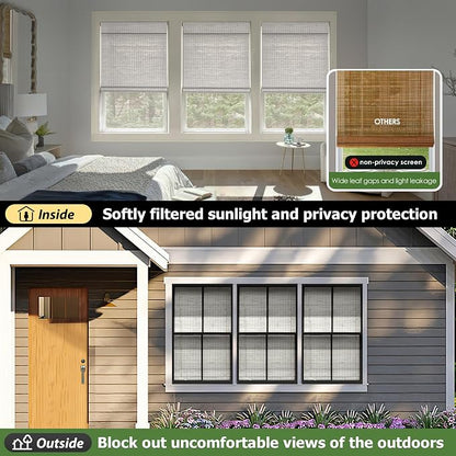 LazBlinds Cordless Bamboo Roman Shades, Privacy Blinds - Image 2