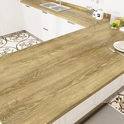WESTICK Glossy Brown Wood Contact Paper Self Adhesive Wooden Wallpaper Kitchen by WESTICK