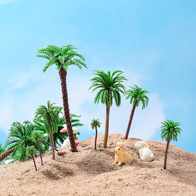 48 Pcs Plastic Model Tree Layout Rainforest Train Palm Tree Model Coconut Palms for Outdoor Garden Decoration