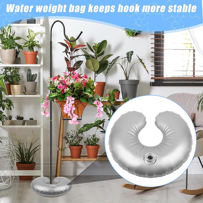 2 in 1 Hummingbird Feeder Stand, Adjustable 20-63 Inch Shepherds Hook for Outdoor Indoor, Wind Chime Stand Bird Feeder Pole with Base, 4 Prongs Base, Water Weight Bag(Wind Chime Not Include)