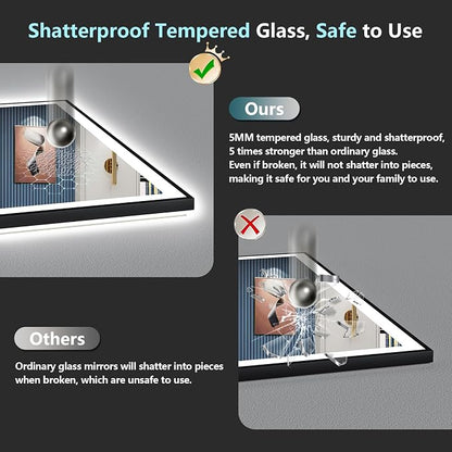 50x40 Black Framed LED Bathroom Mirror - Image 8