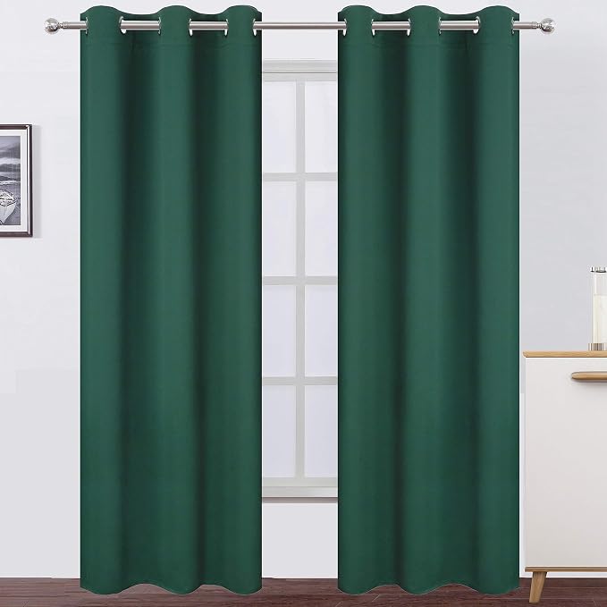 LEMOMO Green Blackout Curtains 34 x 84 Inch Length/Set of 2 Curtain by Lemomo