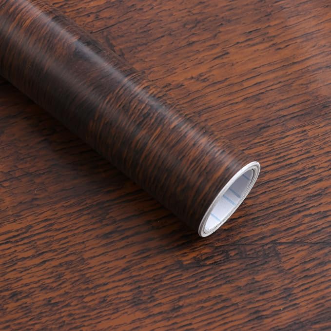 Dimoon 236"x17.7"Peel and Stick Wood Wallpaper Red Brown Wood Paper Red Dark by DIYYOURMOON