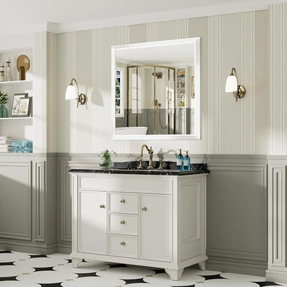 40x38 Inch White Bathroom Mirror - Image 4