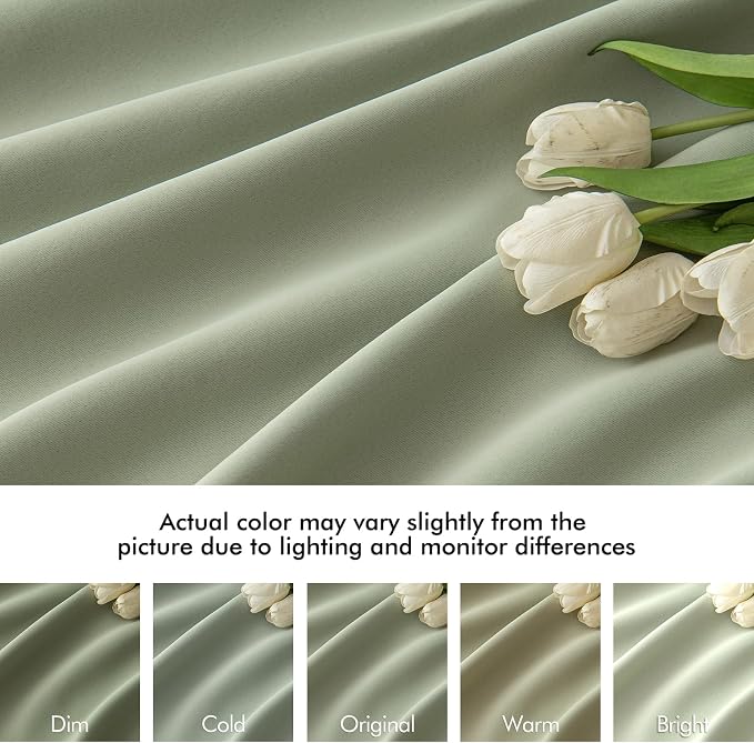 MIULEE Back Tab Sage Green Curtains 96 Inch Long 2 Panels Set - Image 8