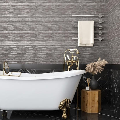 VEELIKE Lustre Brown Grasscloth Peel and Stick Wallpaper Textured Grasscloth - Image 4