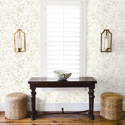 Ismoon Floral Peel and Stick Wallpaper Vintage Beige Stick on Wall Paper French - Image 6