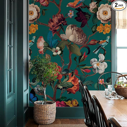 Zeeko Floral Peel and Stick Wallpaper Removable Mural Vintage Wallpaper by Zeeko