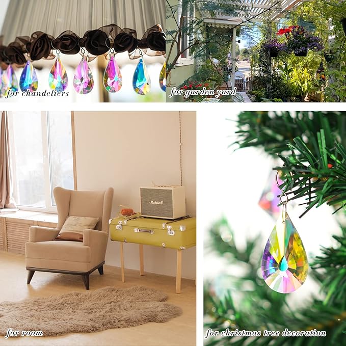10 Pack Colorful Crystal Prisms Suncatcher,Sun Shine Catcher Rainbow Pendants,Crystals Prisms for Windows,Glass Hanging Decor for Home Garden Wedding DIY Ornament