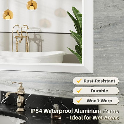 22x30 Inch White Bathroom Mirror - Image 3