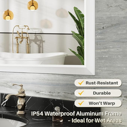 28x36 Inch White Bathroom Mirror - Image 3
