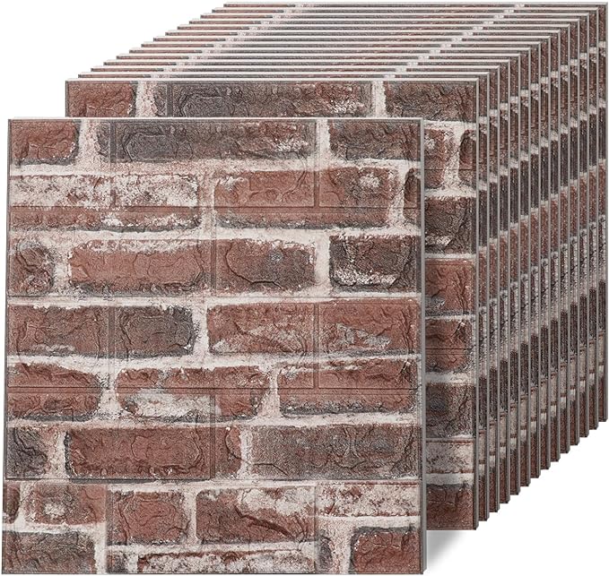 3D Wall Panels Peel and Stick in Red White, Faux Brick Wall Panels by Greymond