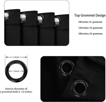 BONZER Room Divider Curtain Grommet Thermal Insulated Wide Blackout Curtains - Image 2
