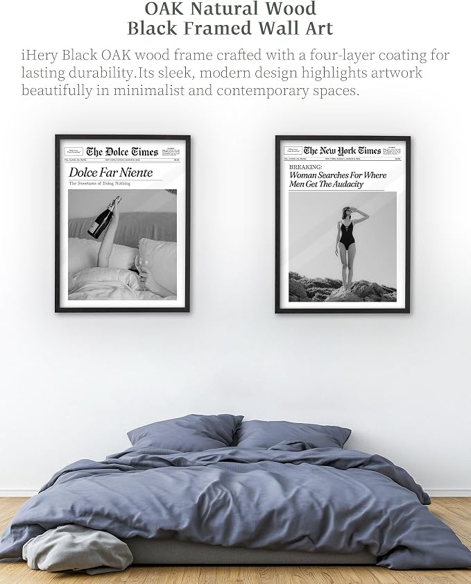 iHery Premium Natural Black OAK Wood 16x20in Dolce Far Niente Framed Wall Art - Image 7